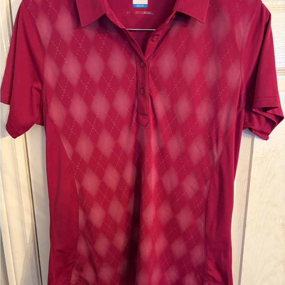 Women’s Dark Pink Argyle Golf Shirt Size L